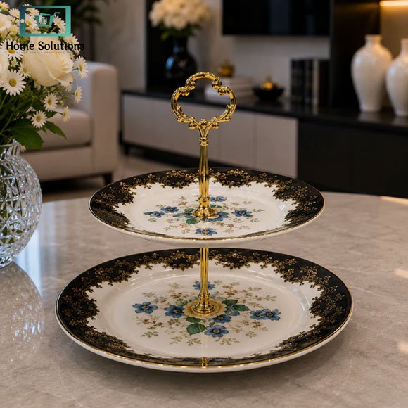 Royal Albert Serving Platter 2-Step - Noir Floral 2 Royal Albert 2-step serving platter