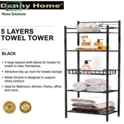 Danny Home 5 Layer Towel Tower Storage Rack 4 rack2 - Home Solutions