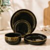 Luxury Dinner Set 24 Pieces Black & Gold 1 Luxury dinner set 24 pieces black and gold