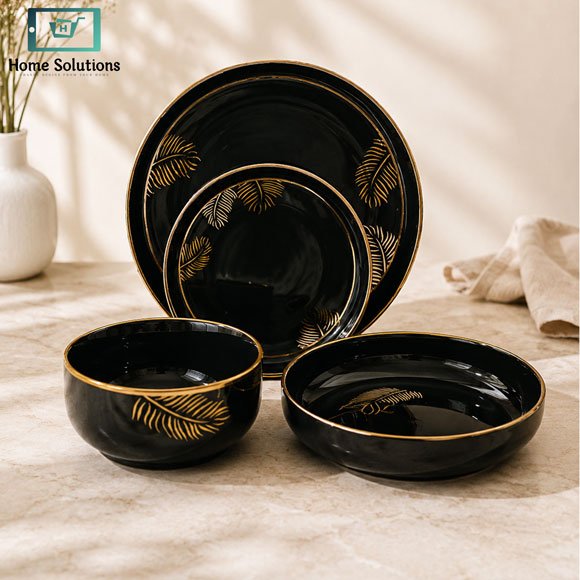 Luxury Dinner Set 24 Pieces Black & Gold 2 Luxury dinner set 24 pieces black and gold