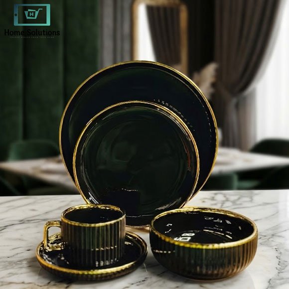 Luxury Dinner Set 32 Pieces Golden Rim 2 Luxury dinner set 32 pieces golden rim
