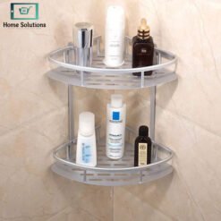 2-layer aluminum corner bathroom shelf