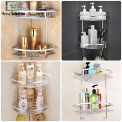 2-Layer Aluminum Corner Bathroom Shelf 10 stand4 - Home Solutions