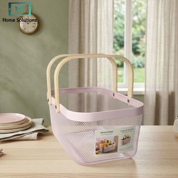 Mesh Stainless Steel Storage Basket 40cm - Pink 3 Mesh stainless steel storage basket 40cm