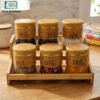 Premium Glass Spice Jar Set 6-Piece with Bamboo Lids & Wooden Tray 1 Premium 3-piece clear glass spice jar set with airtight bamboo lids and wooden tray