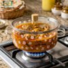 Premium Floral Glass Cooking Pot 2.5L 1 Premium 2.5L Floral Borosilicate Glass Cooking Pot with Glass Lid and Wooden Knob