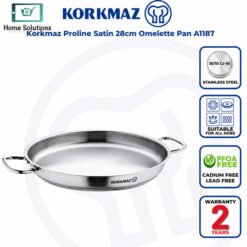 Korkmaz Stainless Steel Omelette Pan 28cm 4 Korkmaz Stainless Steel Omelette Pan 28 cm1 - Home Solutions