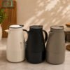 Luxury Vacuum Thermos Flask 1.5Ltr 2 Luxurya 1.0L Vacuum Thermos Flask with Matte Black and Ivory White Finish, Gold Handle and Decorative Gold Panel
