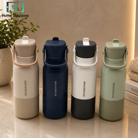 SITARAYURI Stainless Steel Insulated Water Bottle 700ml 2 SITARAYURI 700ml Stainless Steel Insulated Water Bottle with Carry Handle in Beige, Navy Blue, White and Sage Green Colors