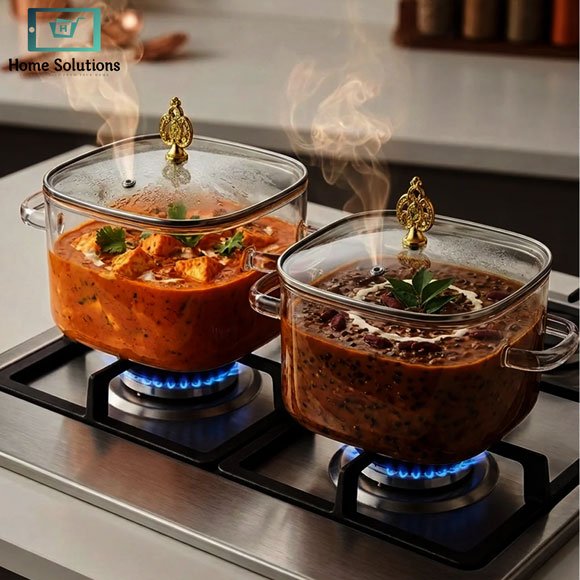 Premium Square Glass Cooking Pots with Lid 4 Premium Square Glass Cooking Pots with Lid - Image 2