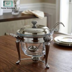 Elegant Stainless Steel Chafing Dish with Tempered Glass Lid, Buffet Burner and Mirror Finish for Buffet Serving